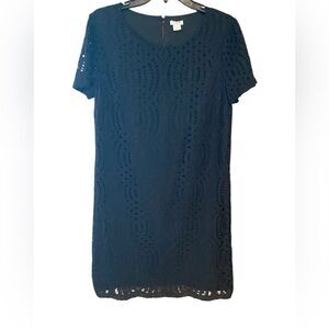 J. Crew Sz 6 Black Crochet Lace Classic Little Black Date Night Evening Dress
